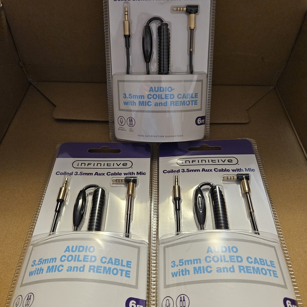 Infinitive Coiled 3.5mm Aux Cable with Mic and Remote